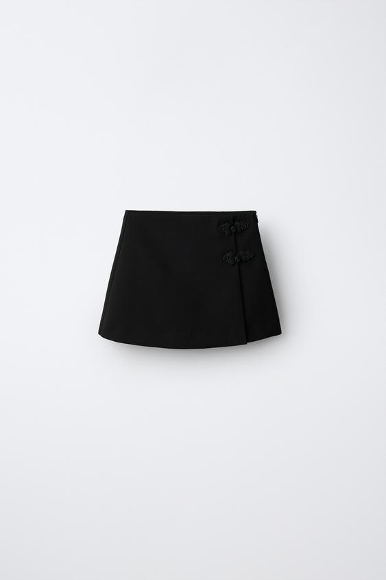 SKIRT WITH FROG FASTENING DETAIL - Black by Zara - Image 0