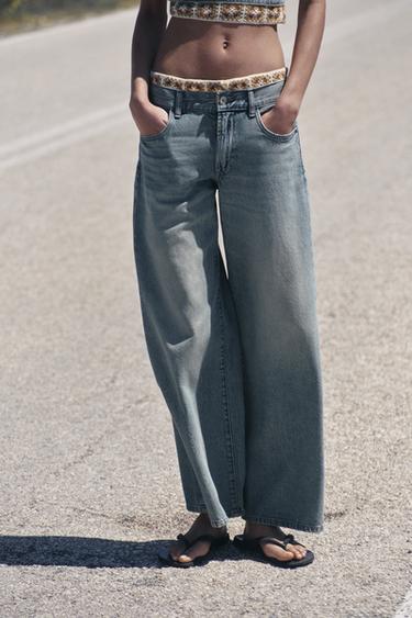 Z1975 LOOSE FIT MID-RISE CROCHET JEANS - Mid-blue by Zara