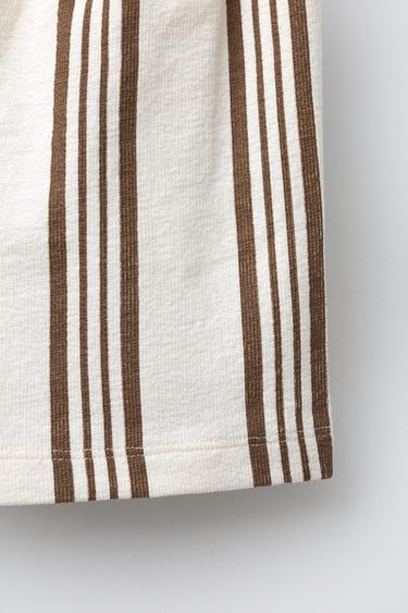STRIPED BERMUDA SHORTS - Ecru / Brown by Zara - Image 3