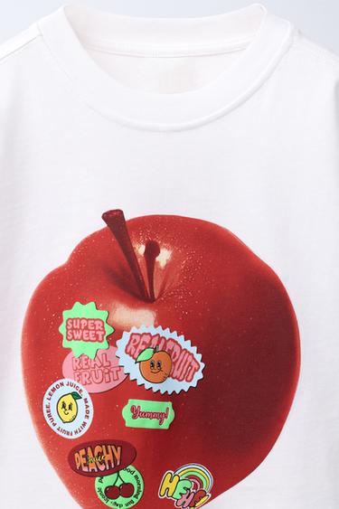 APPLE AND LABEL T-SHIRT - White by Zara - Image 2
