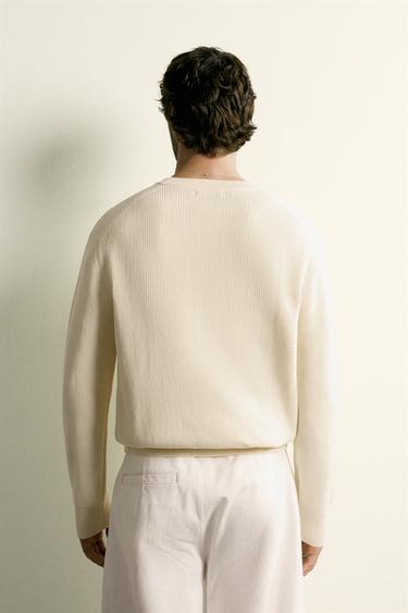 PURL KNIT REGULAR FIT JUMPER - Ecru by Zara