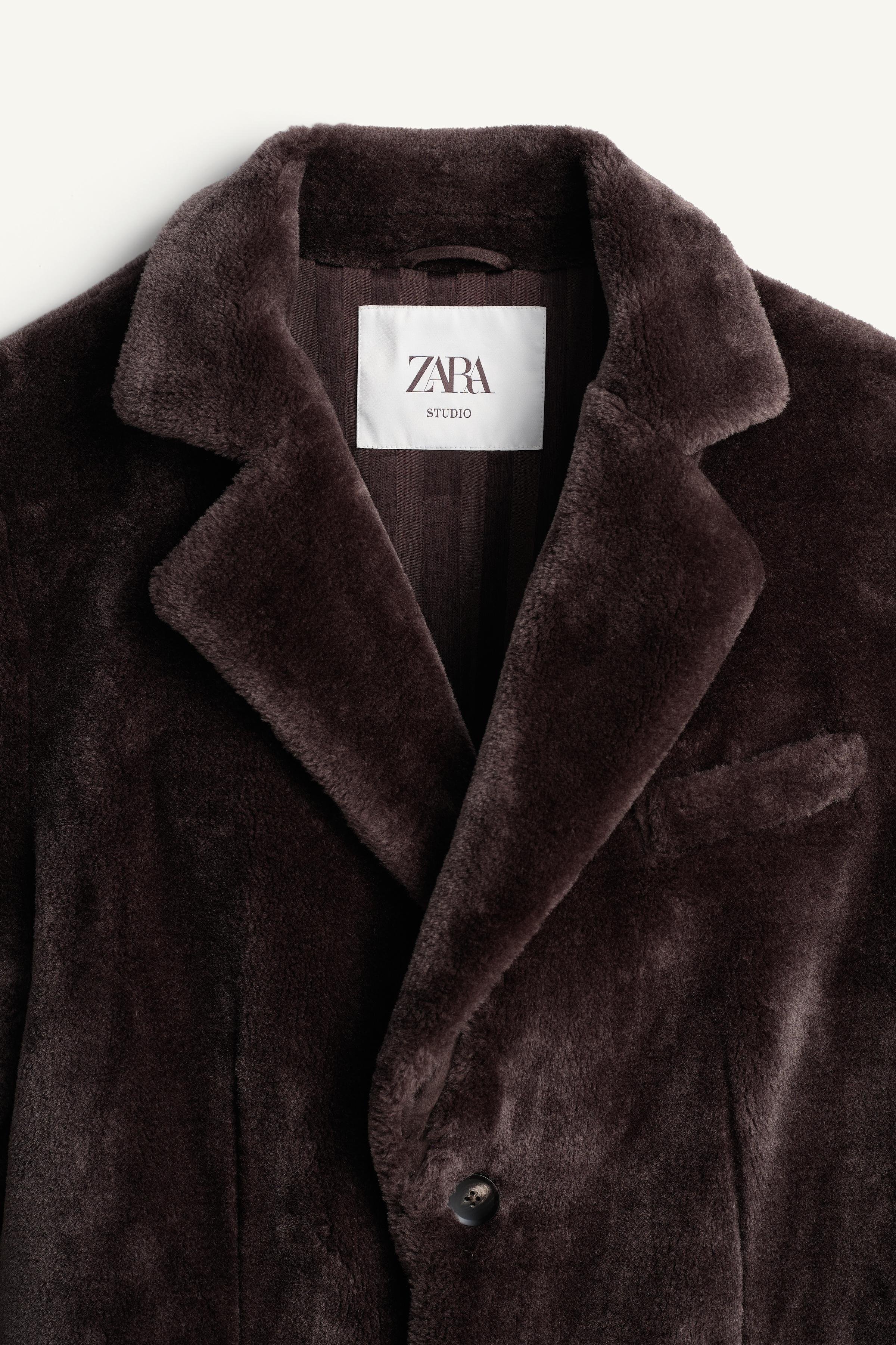 VESTE LONGUE RELAXED FIT EFFET FOURRURE