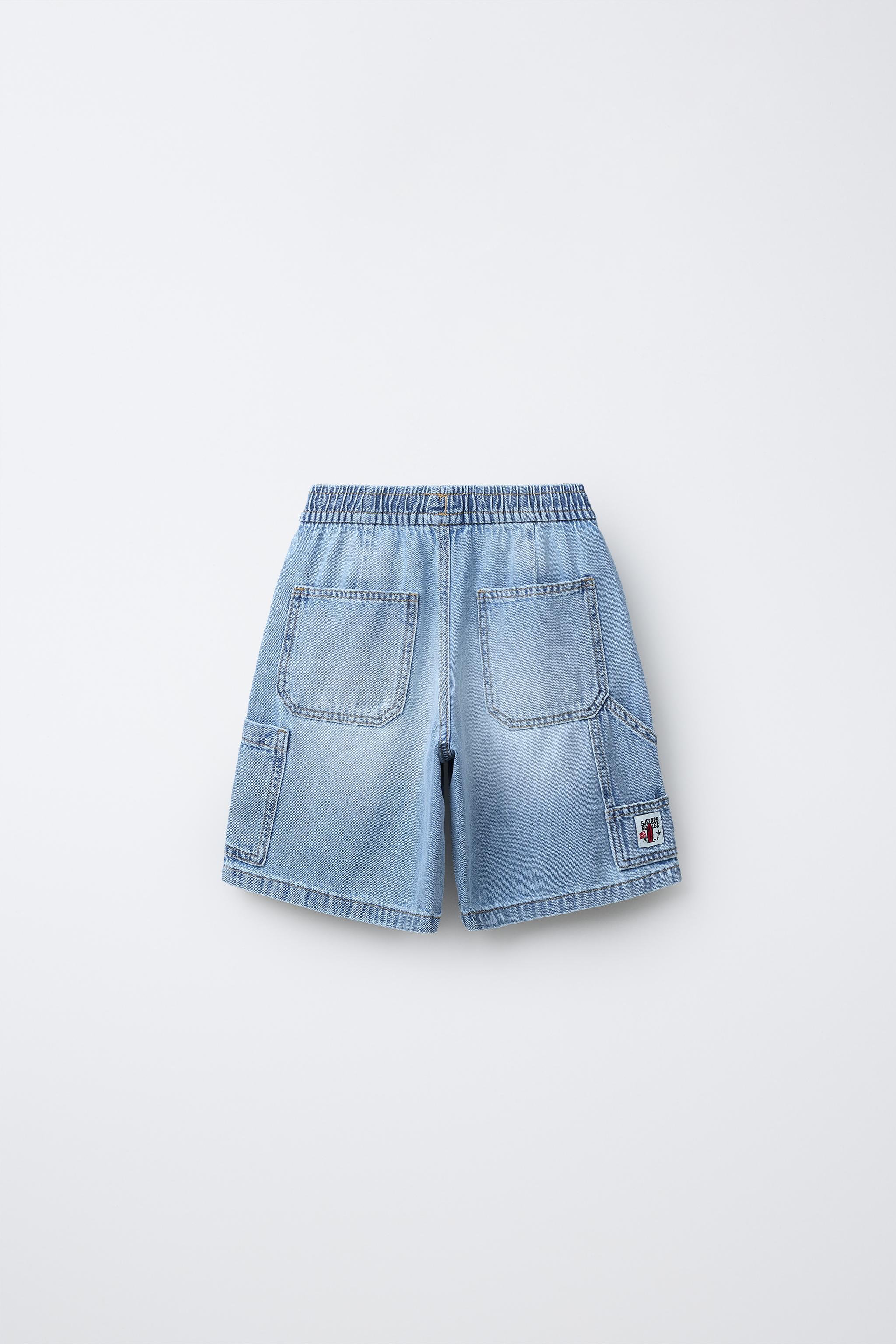 BAGGY CARPENTER DENIM SHORTS - Blue | ZARA United States