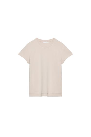 DOUBLE EFFECT SHORT SLEEVE T-SHIRT - Ecru by Zara