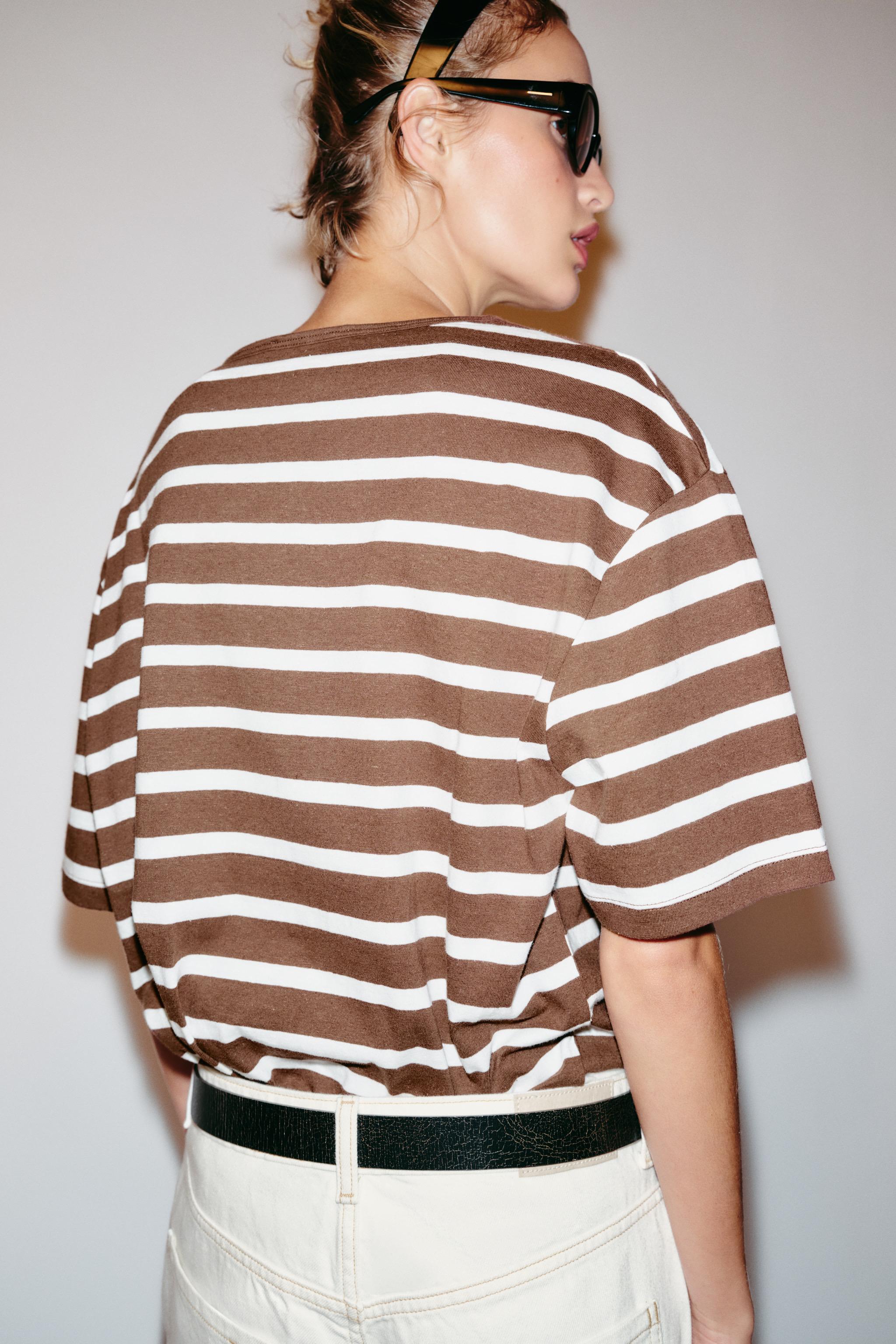 Женские футболки Zara STRIPED SHORT SLEEVE T-SHIRT — фото 5