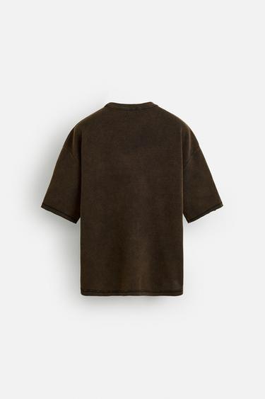 WASHED PRINT KNIT T-SHIRT - Black by Zara - Image 7