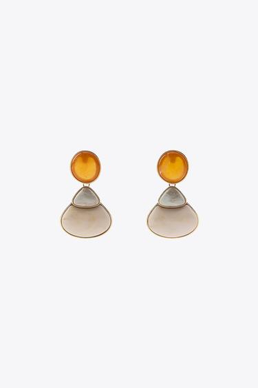 STONE EARRINGS - Orange by Zara
