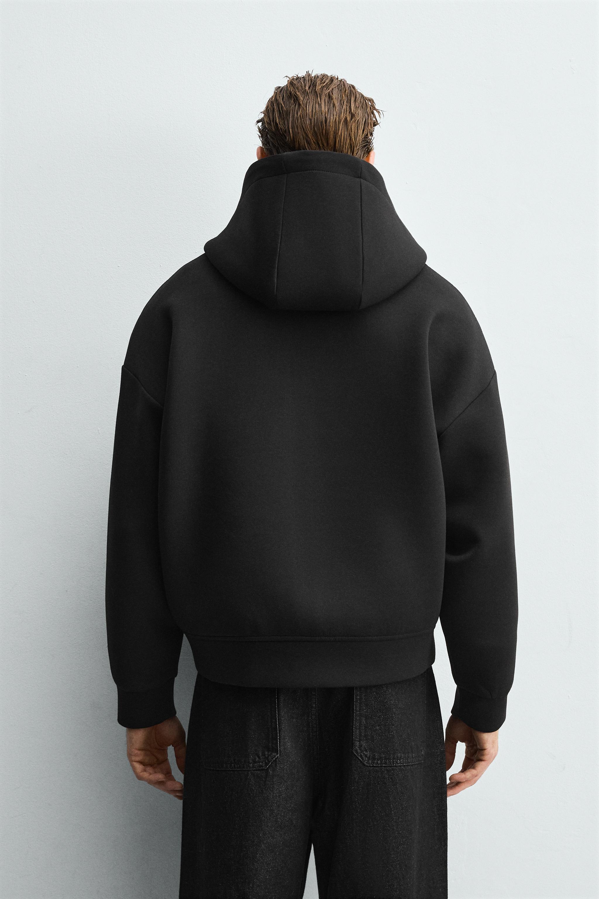 RELAXED FIT TECHNICAL HOODIE - Black | ZARA United States