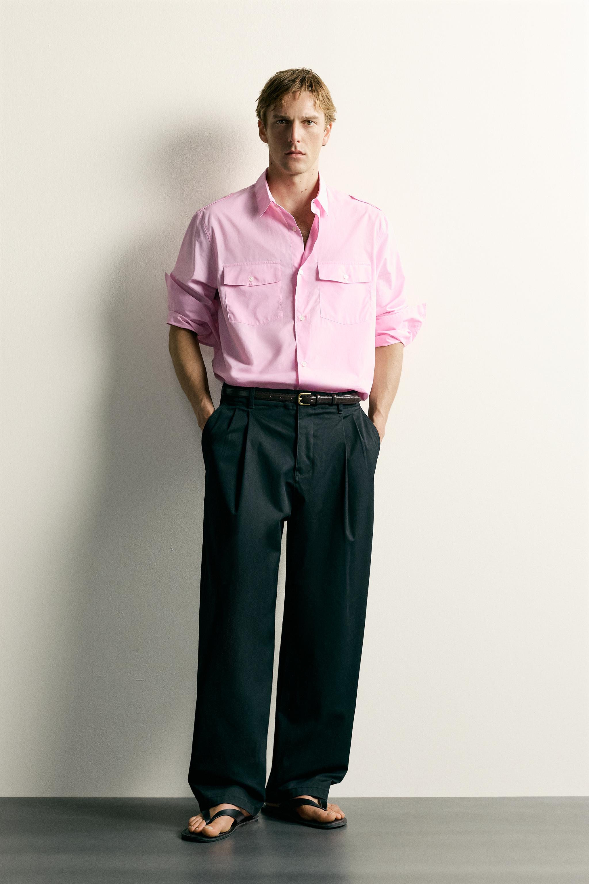 RELAXED FIT TAB DETAIL SHIRT