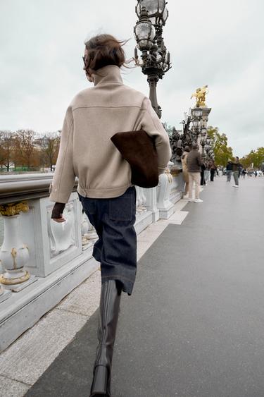WOOL BLEND BOMBER JACKET WITH HIGH NECK - Light mink by Zara - Image 5