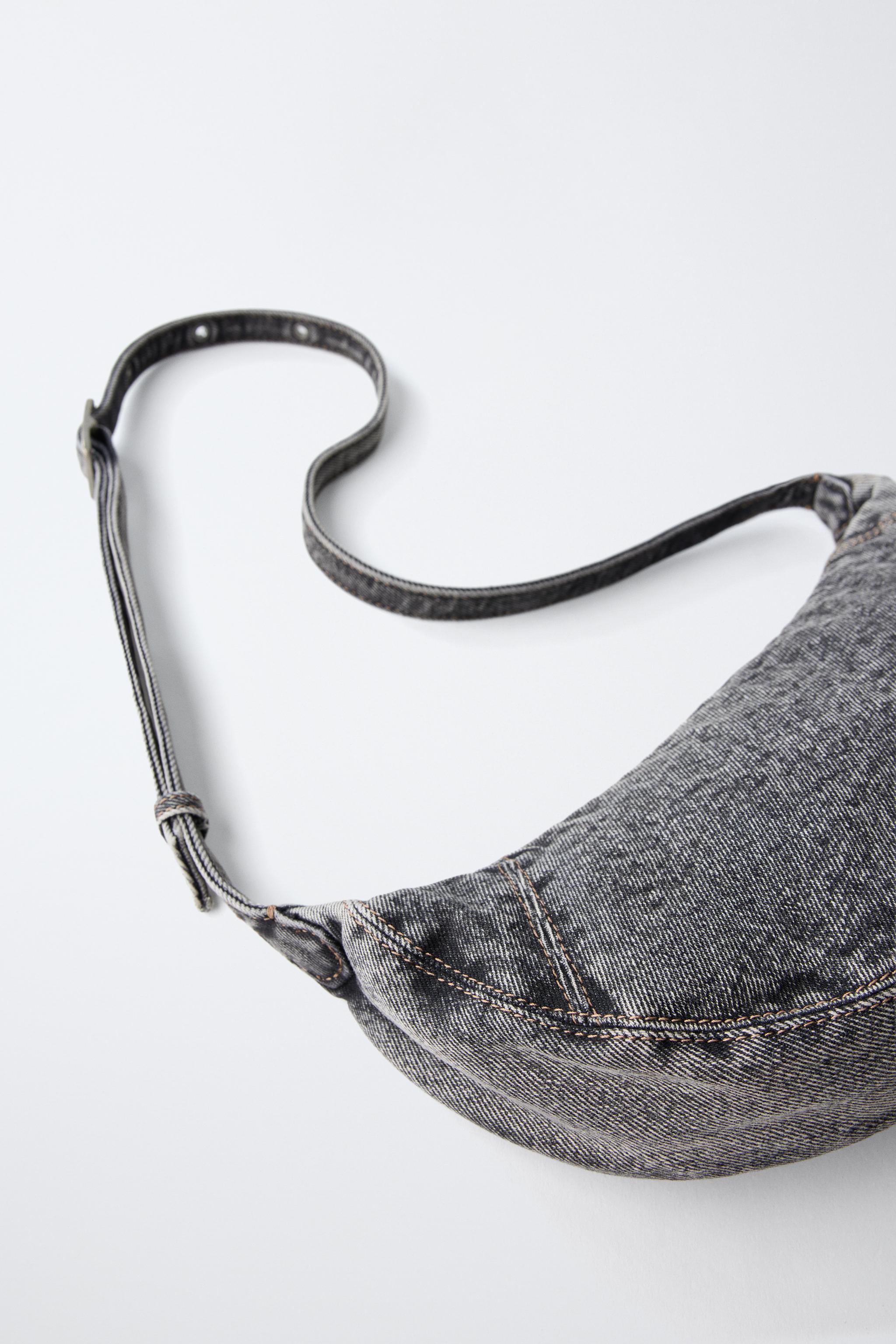 DENIM CROSSBODY BAG — Gray