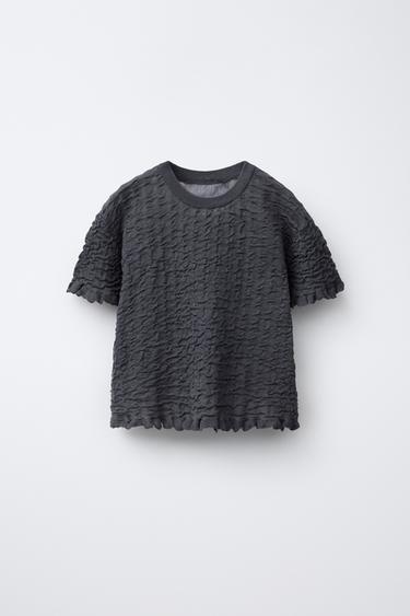 T-SHIRT EN MAILLE STRUCTURÉE - Anthracite foncé de Zara