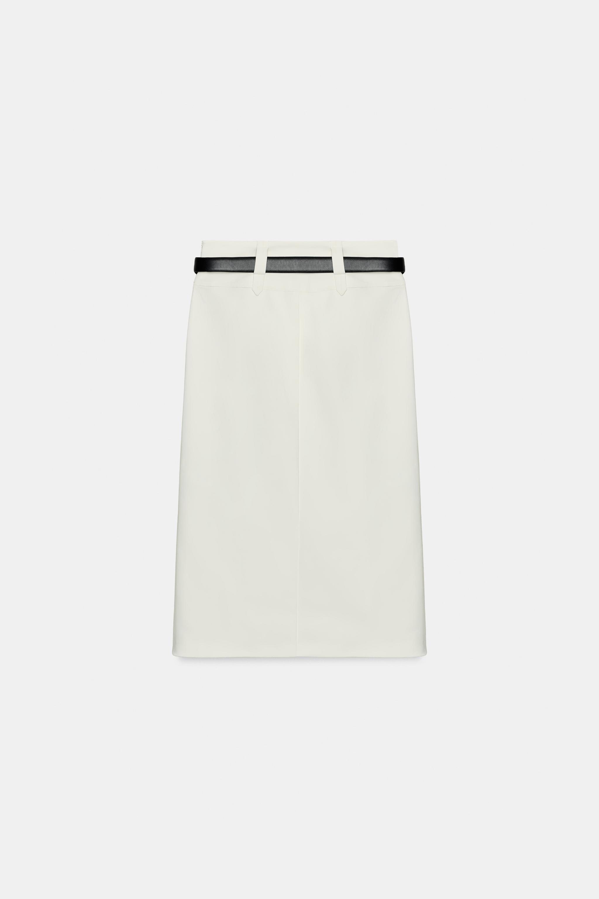 JUPE MI-LONGUE TUBE AVEC CEINTURE