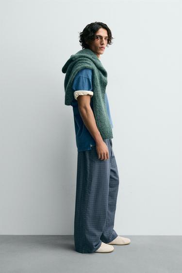 CHECK BAGGY FIT TROUSERS - Light blue by Zara - Image 3