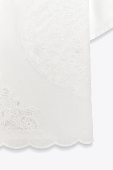 EMBROIDERED SHIRT WITH TIES - Oyster-white by Zara - Image 5