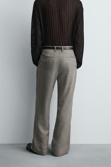 TEXTURED FLARE FIT TROUSERS - Grey / Beige by Zara - Image 2