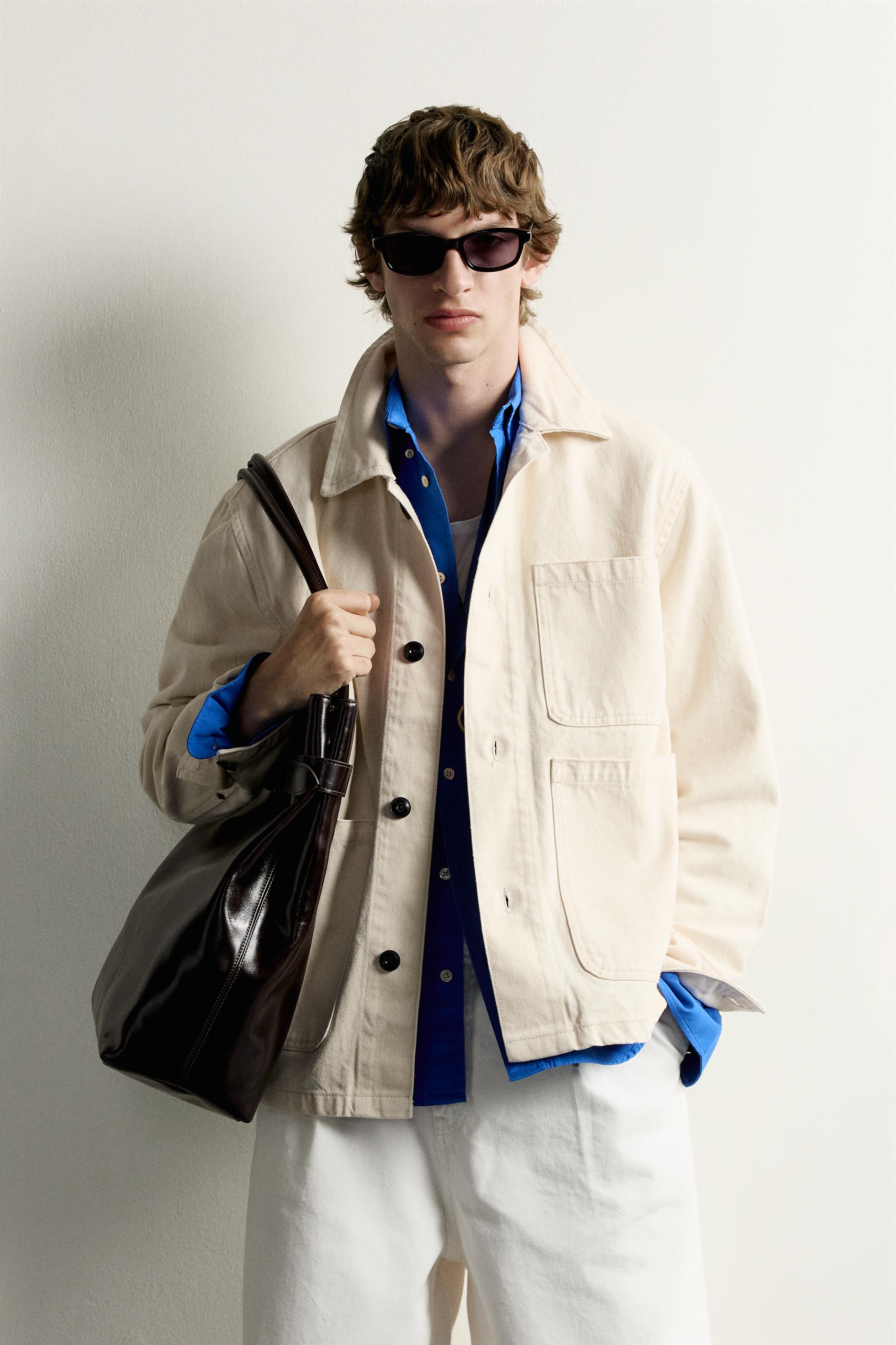 RELAXED FIT POCKET OVERSHIRT — Oyster-white
