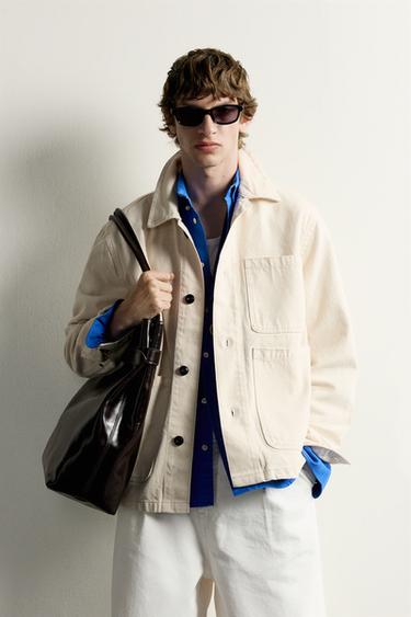 RELAXED FIT POCKET OVERSHIRT - Oyster-white by Zara