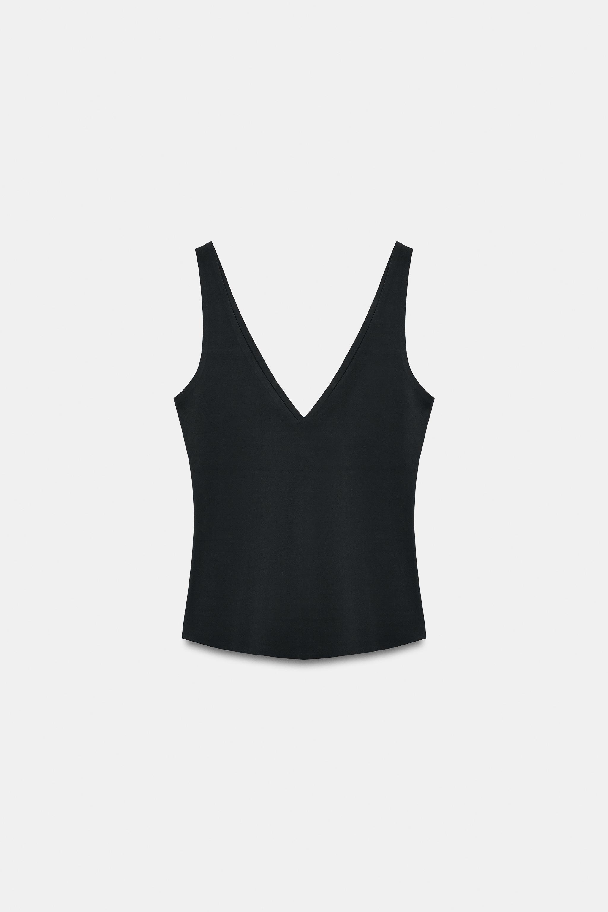 Zara V yaka poliamid top görsel 7