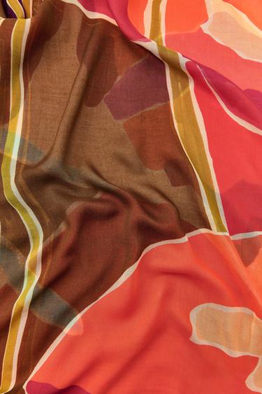 MODAL SILK PRINTED SCARF - Multicoloured by Zara - Image 3