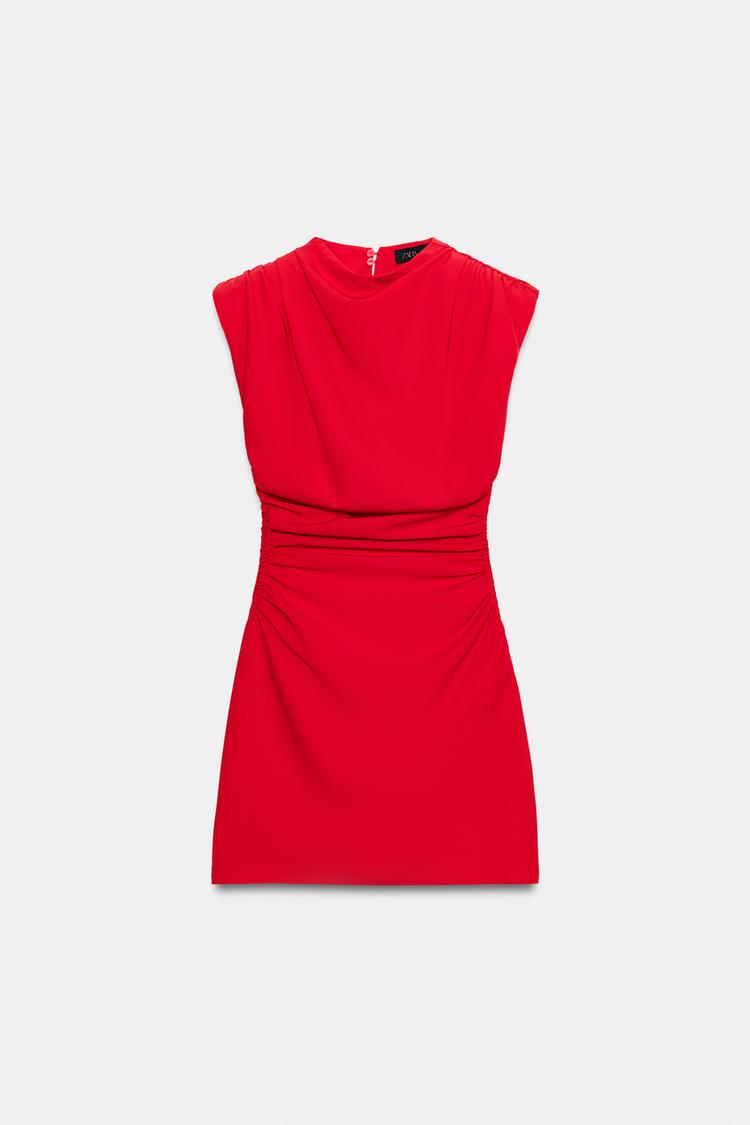 Vestido mini con hombreras drapeadas 7