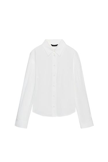 قميص بأكمام وطيات - أبيض مكسور الخاص بـ Zara