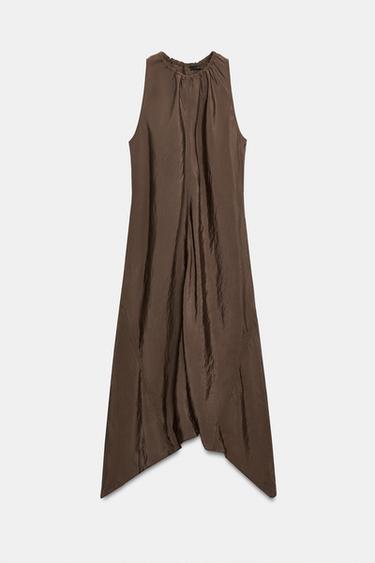 VESTIDO MIDI FLUIDO - Marrón de Zara - Imagen 0