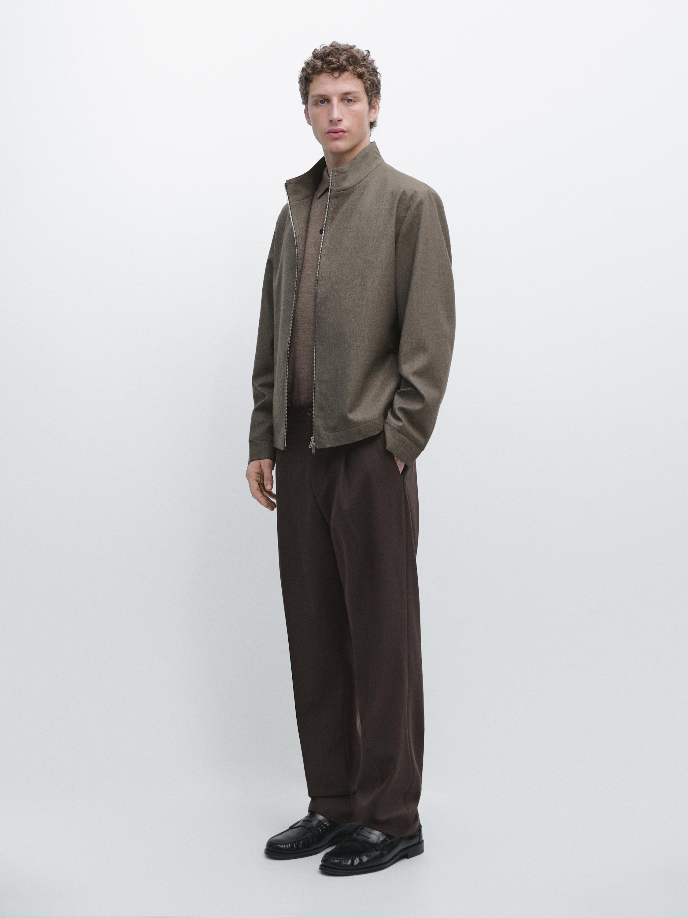 Cool wool blend jacket — Mid-ecru