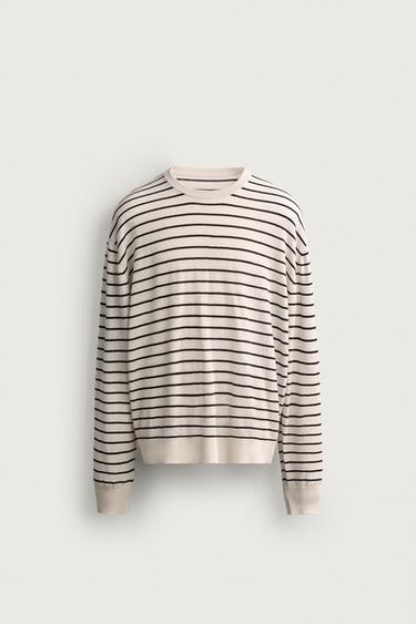 STRIPED REGULAR FIT JUMPER - Ecru by Zara - Image 0