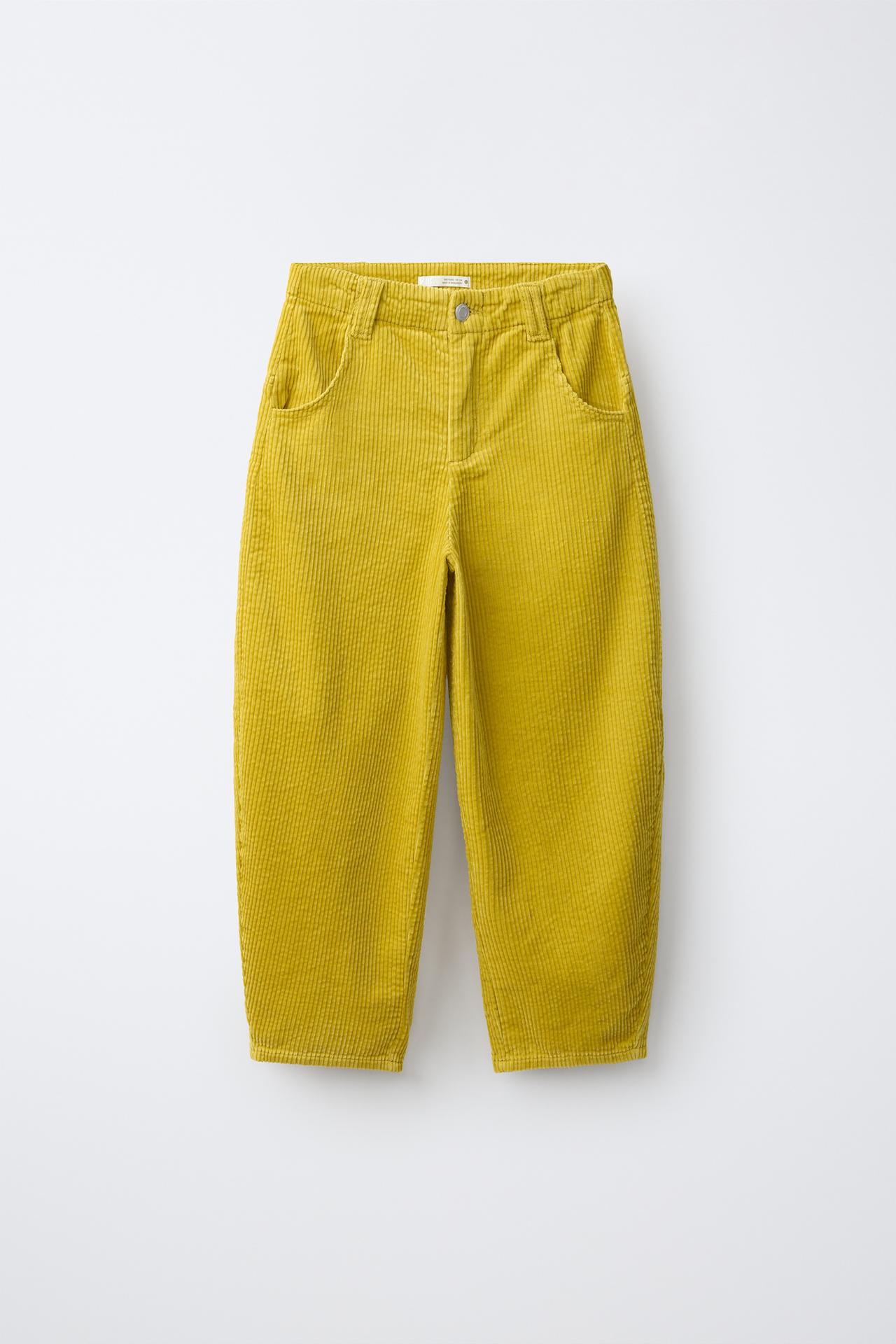 CORDUROY BARREL PANTS — Olive green