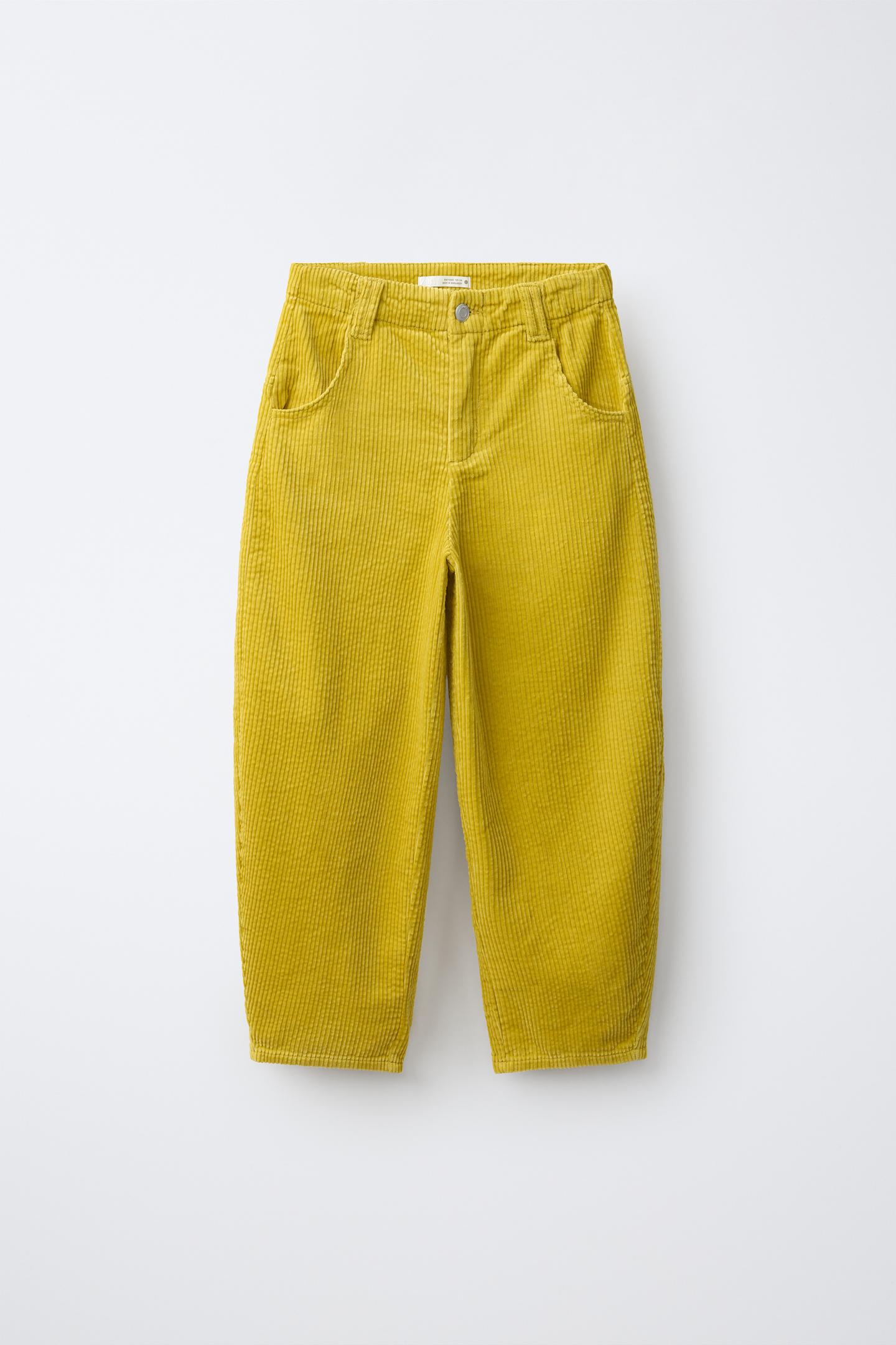 Детские брюки Zara Corduroy Barrel, цвет: Оливковый зелёный — фото 1