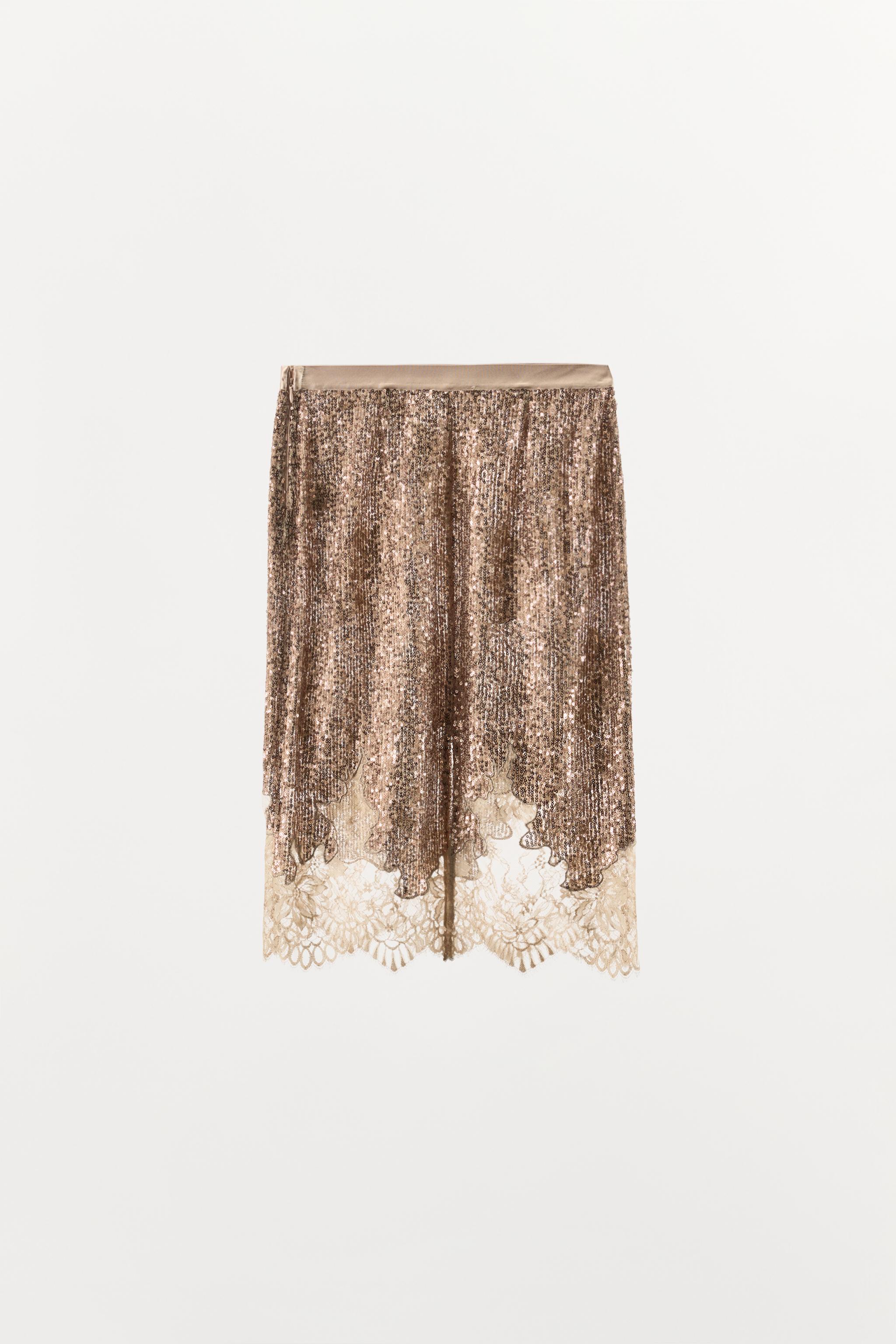 SEQUIN LACE SKIRT