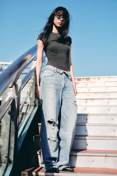 Zara 修身短袖 T 恤 - 鉛色