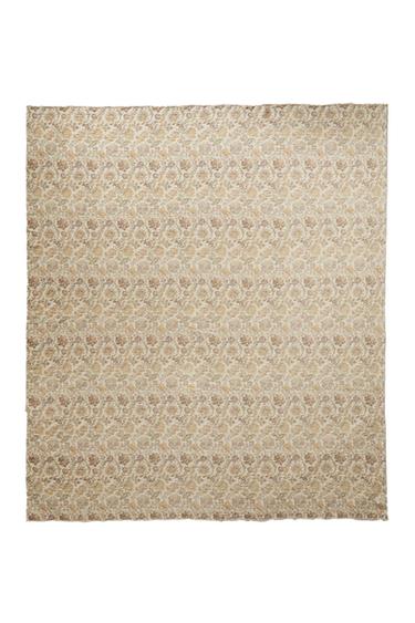 FLORAL COTTON THROW - Green by Zara