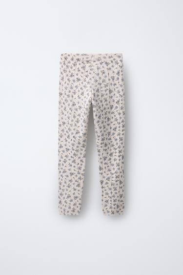 LEGGING EN MAILLE FINE IMPRIMÉ FLEURS - brun de Zara - Image 1