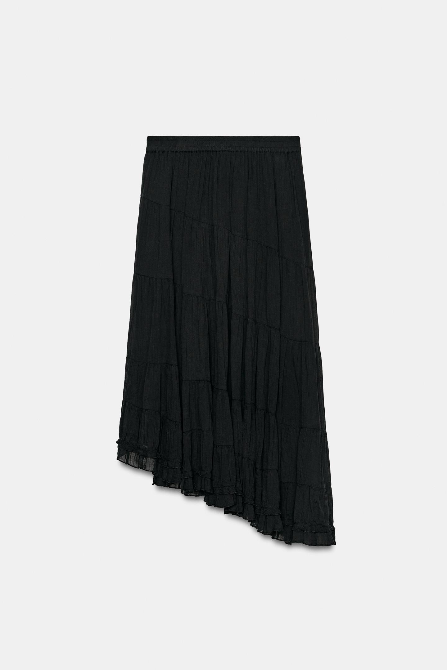 Женская юбка Zara Asymmetric MIDI, цвет: Чёрный — фото 7