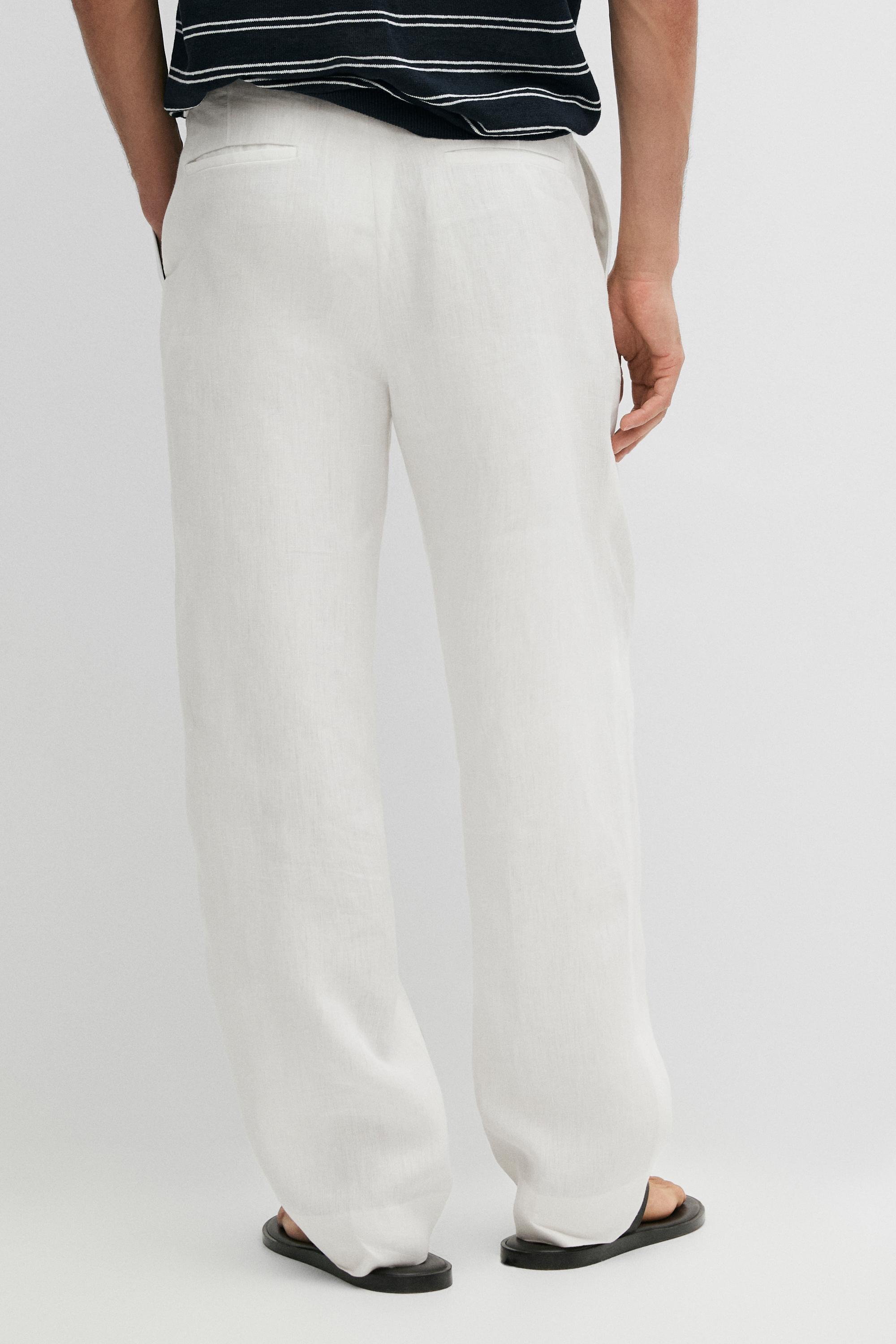 Pantalon détaillé à pinces 100 % lin