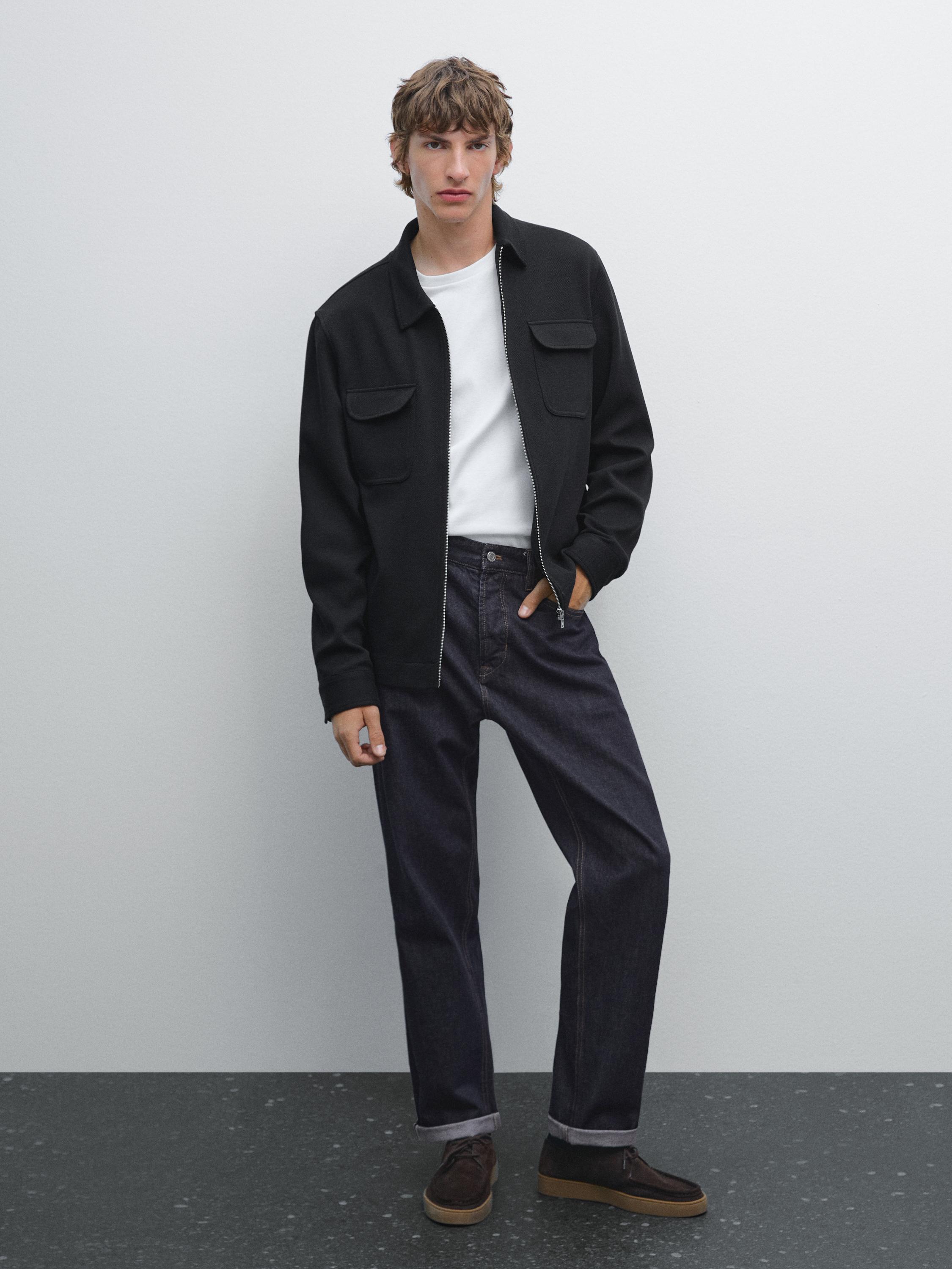 Veste poches serge de coton mélangé