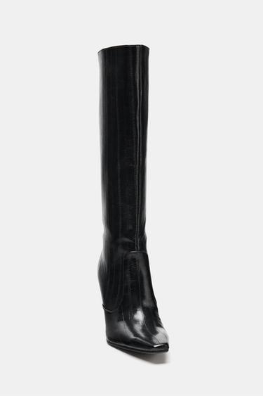 BOTTINES À TALONS GRAVÉES - Noir de Zara - Image 3