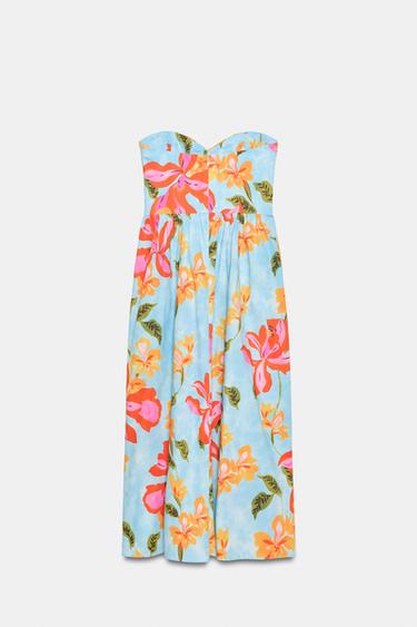 ROBE MI-LONGUE EN POPELINE À FLEURS - unique de Zara - Image 7