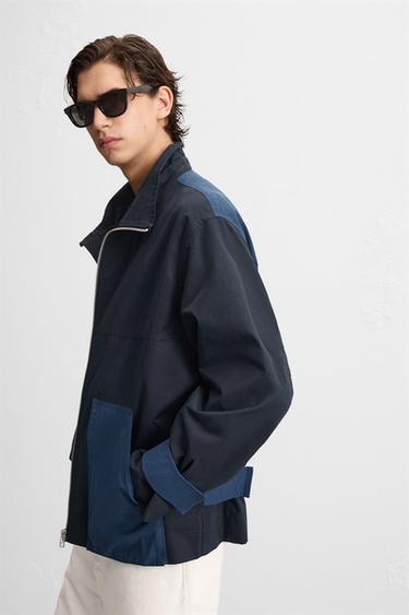 PARKA COLOR BLOCK CAPUCHE - Bleu marine de Zara - Image 7