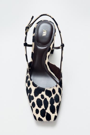 PRINTED LEATHER SLINGBACK SHOES - Multicoloured by Zara