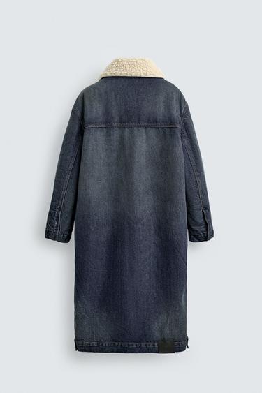 DENIM COAT WITH CONTRAST FAUX SHEARLING X SR_A - Mid-blue by Zara - Image 9
