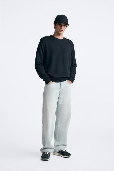 JERSEY ALGODÓN - LINO - Marino oscuro de Zara - Imagen 0