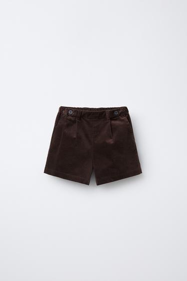 VELVET BERMUDA SHORTS WITH DARTS - Brown by Zara