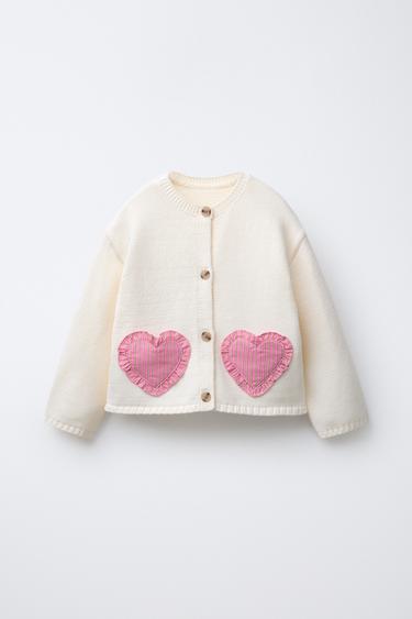 STRICKJACKE MIT HERZTASCHEN - Cremefarben von Zara - Bild 0