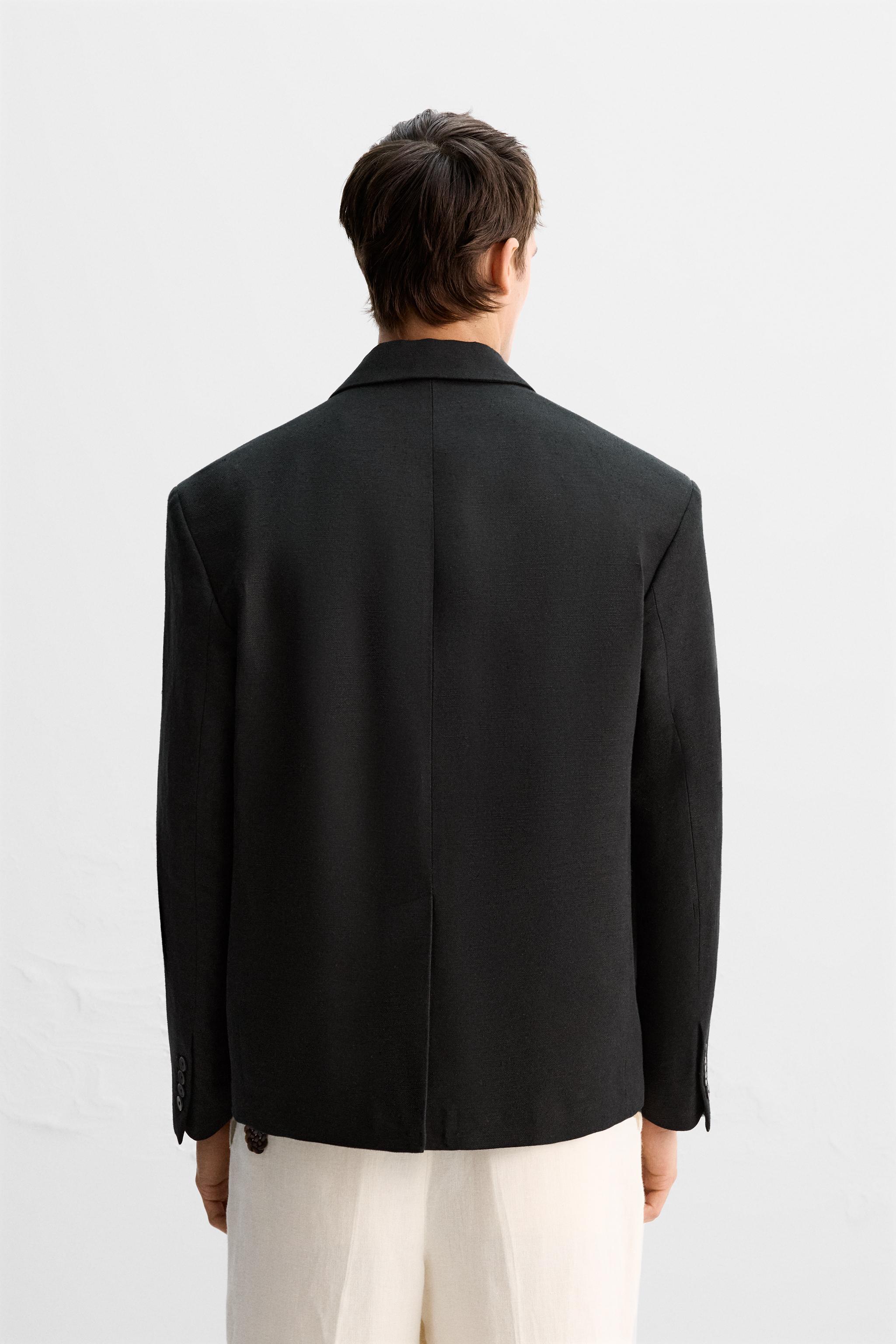 ☆ドイツ発*ZARA*新作*リネンブレザー/ANTHRACITE☆ LIMITED EDITION リネン&コットンスーツブレザー - ブラック
