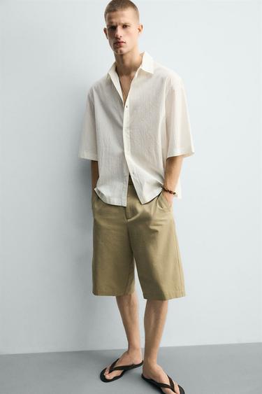CHEMISE BOXY FIT TEXTURÉE - Blanc cassé de Zara - Image 5