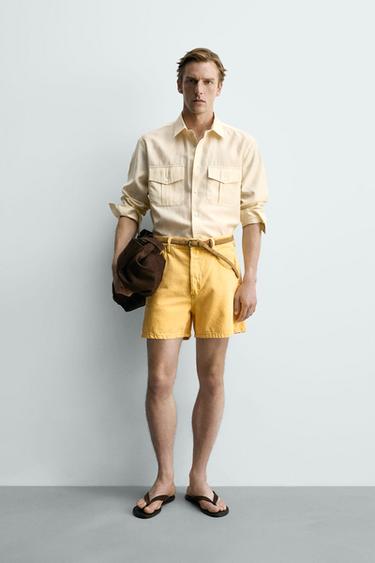 BERMUDA DENIM RELAXED FIT COLOR - Amarillo de Zara - Imagen 0