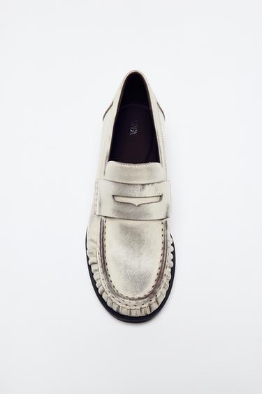 GATHERED LEATHER LOAFERS - white by Zara